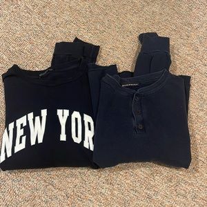 2 Navy Long Sleeve Shirts